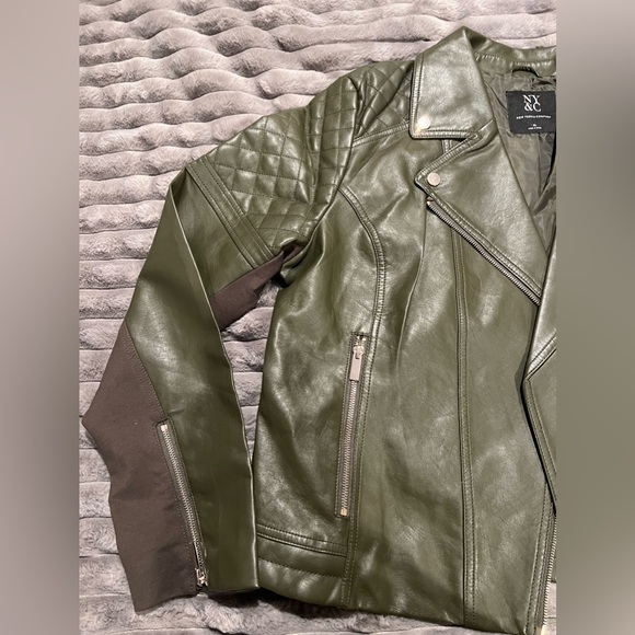 NY&C WOMEN FAUX LEATHER MOTO JACKET OLIVE GREEN XL NEW YORK COMPANY REG $90 NWT - Picture 4 of 6